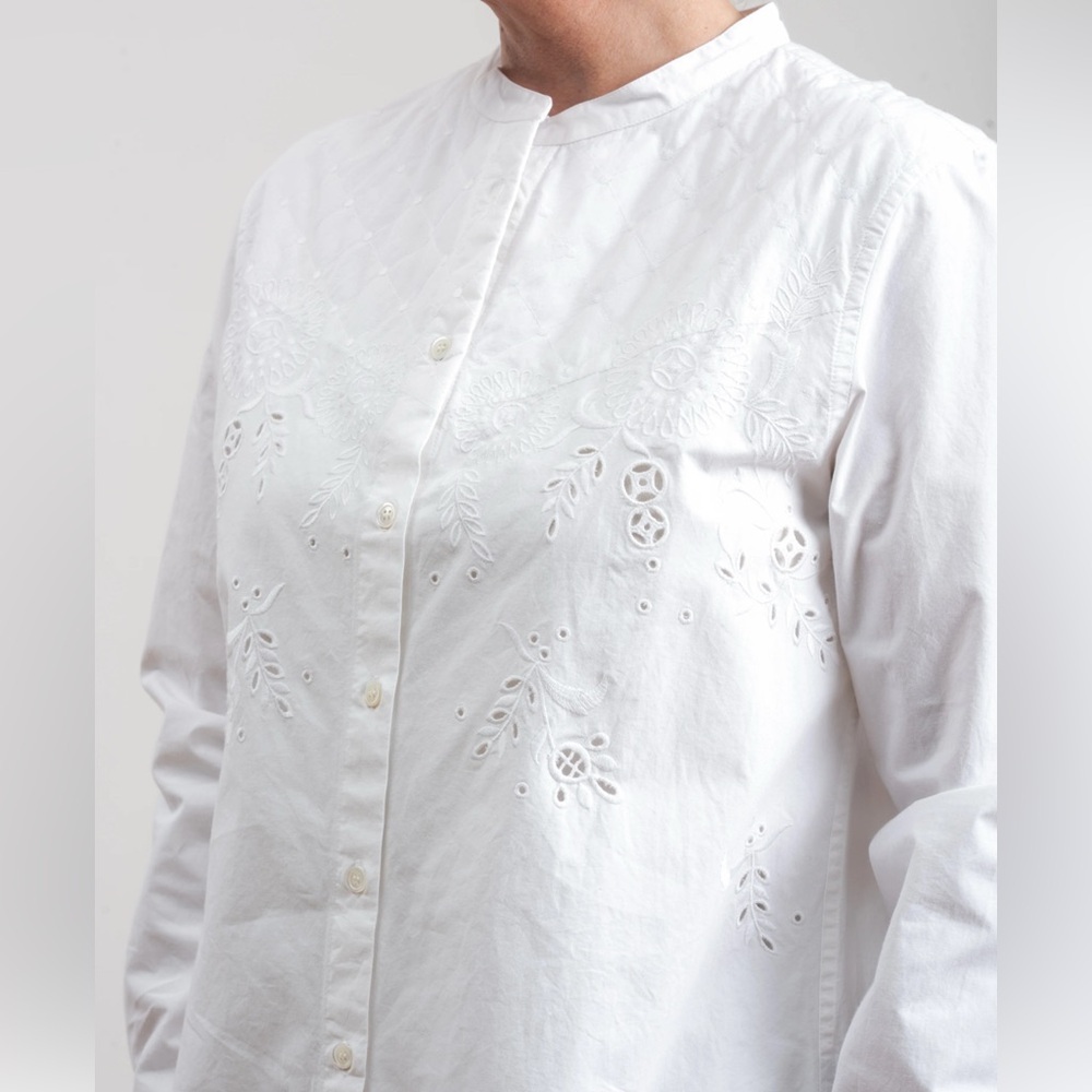 Isabel Marant Etoile White Broderie Anglaise Eyelet Shirt Size 44 / US 12 Large